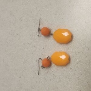 Orange/Gold Drop Earrings, GUC